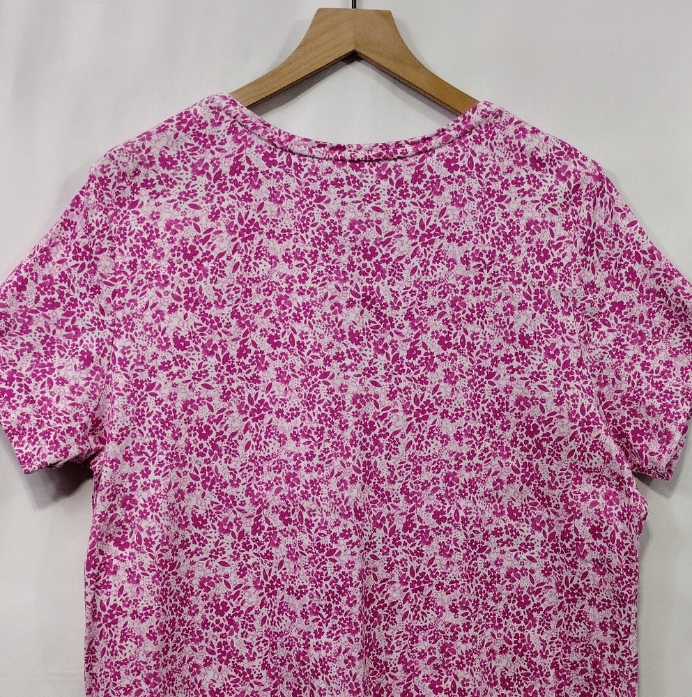 Croft And Barrow Floral Top Women's XXL Pink Cottagecore Peasant Retro 90s - Picture 6 of 8